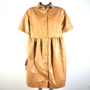 Leather shirt dress by Misguided. Size 10